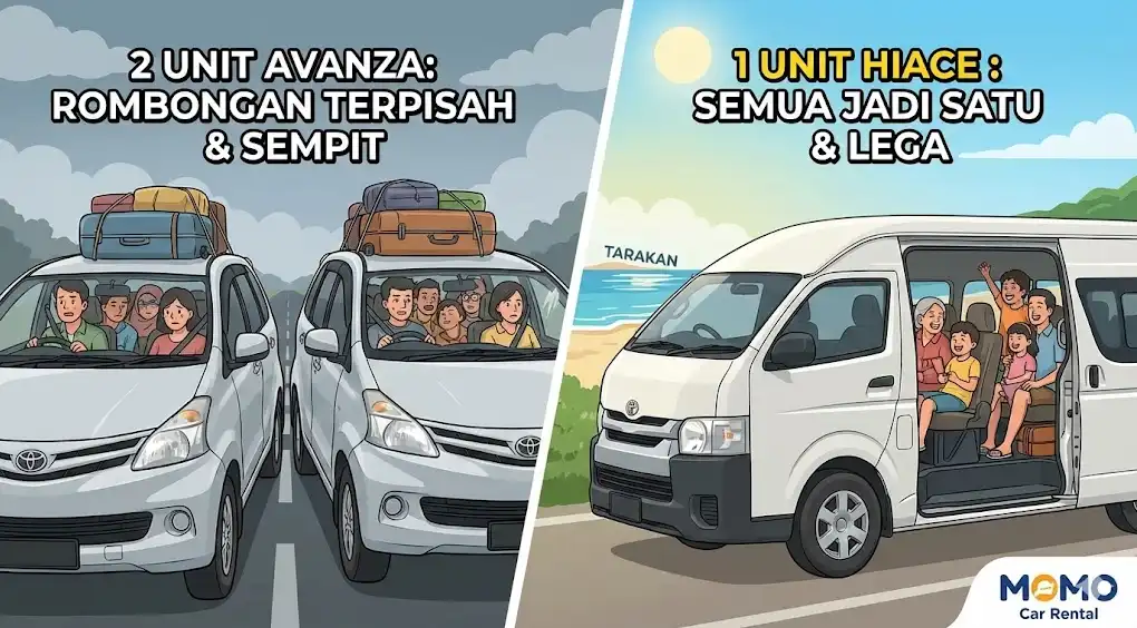 Liburan Rombongan di Tarakan? Cek Kenapa Sewa Hiace Commuter Lebih Untung dibanding 2 Avanza